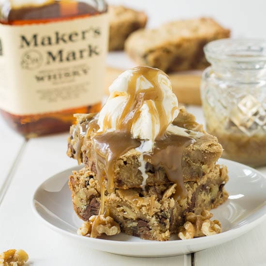 Chocolate Chip Blondie with Caramel-Bourbon Sauce