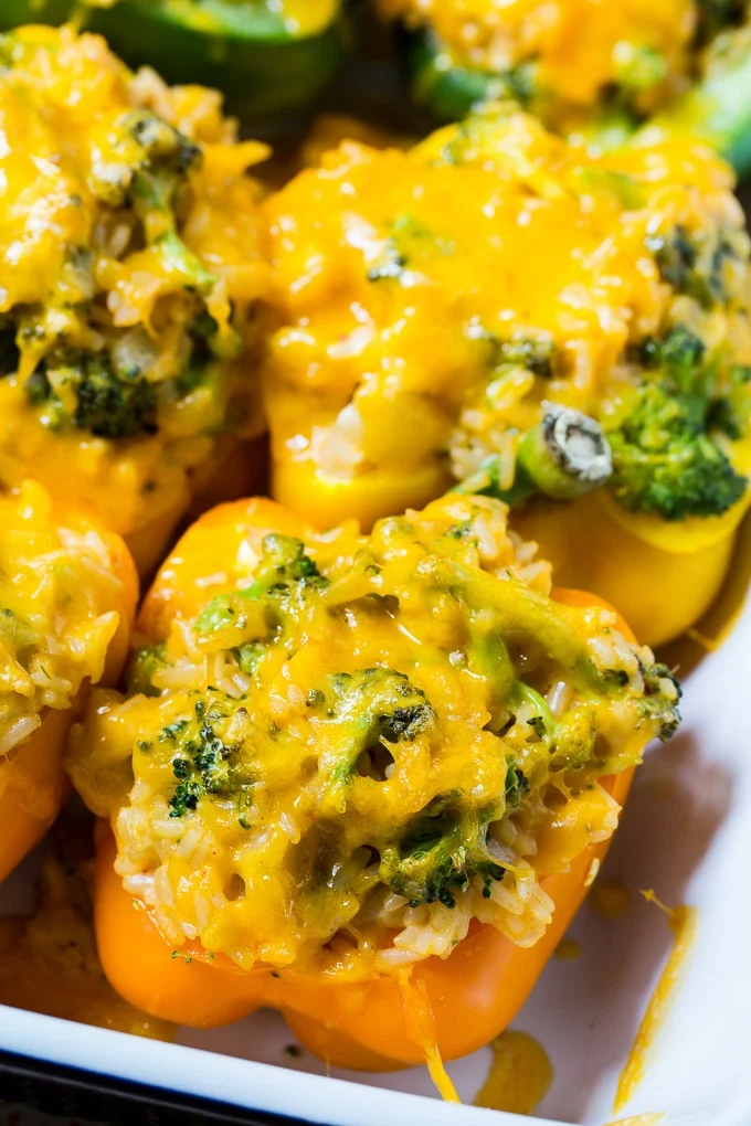Broccoli and Cheese Stuffed Peppers