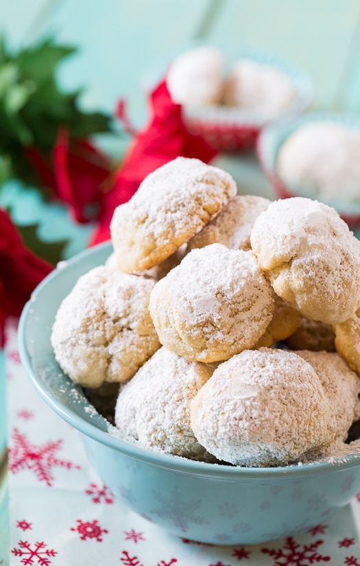 Greek Butter Cookies - festive little snowball cookies flavored with butter and roasted almonds.