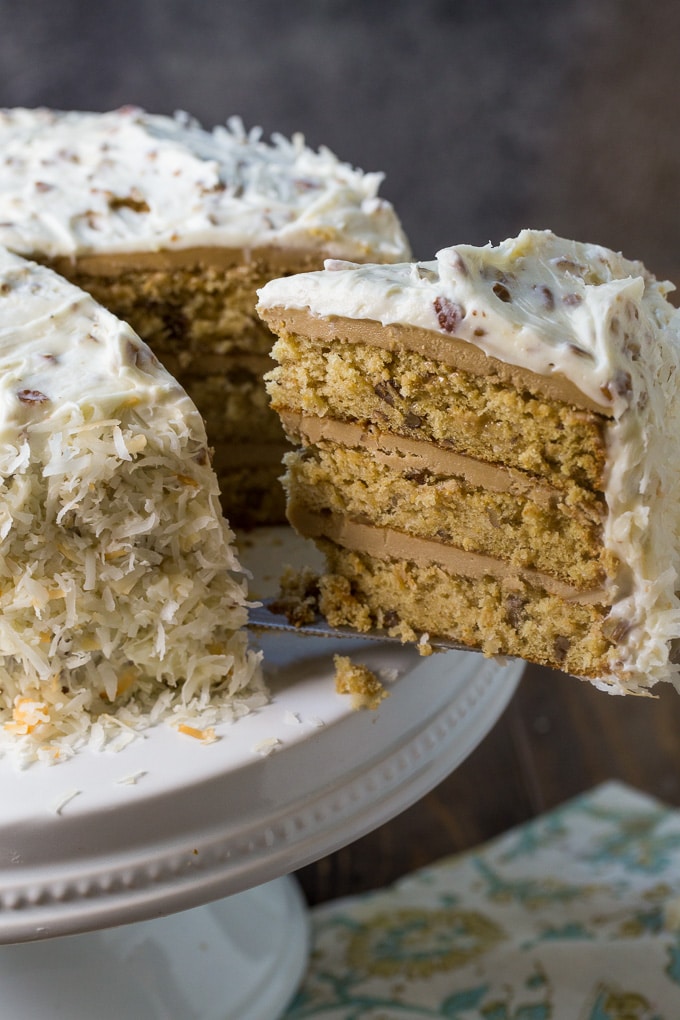 Homemade caramel Italian Cream Cake