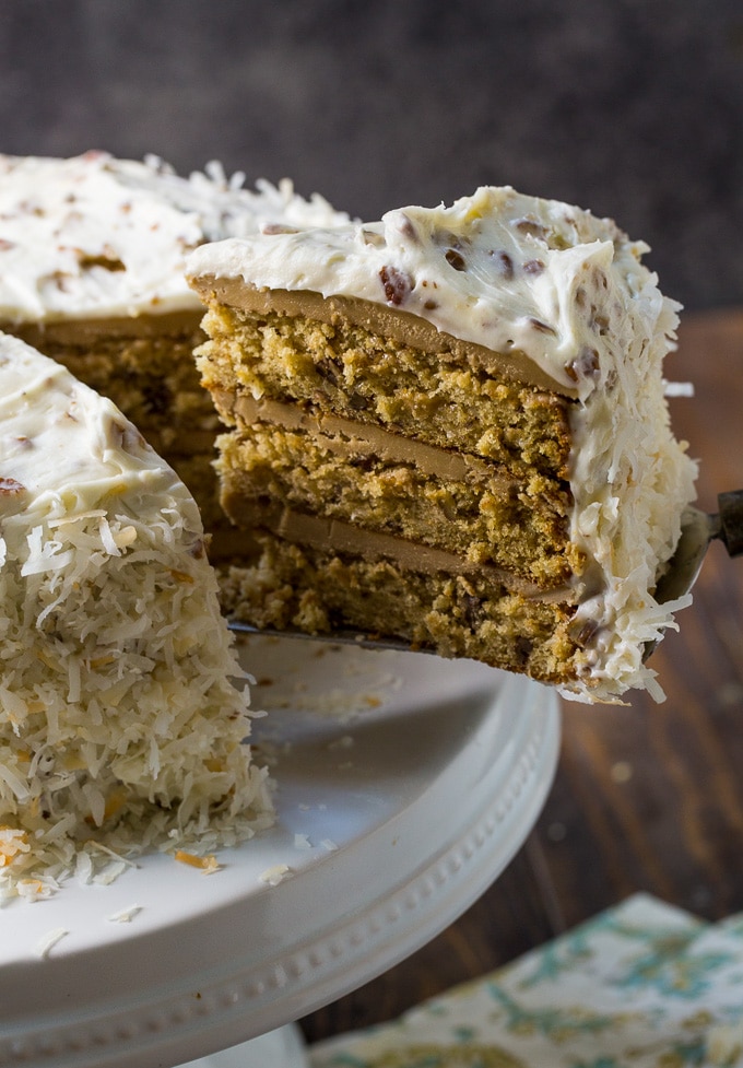 Caramel Italian Cream Cake with 2 kinds of frosting.