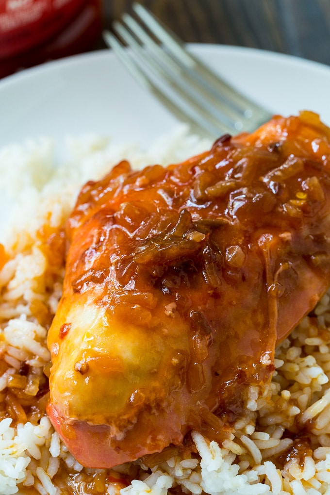 Crockpot Catalina Chicken is both sweet and tangy.