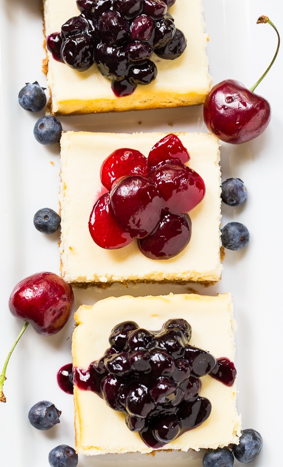 Lightened-Up Cheesecake Bars with fruit toppings #SweetSwaps #SplendaSweeties