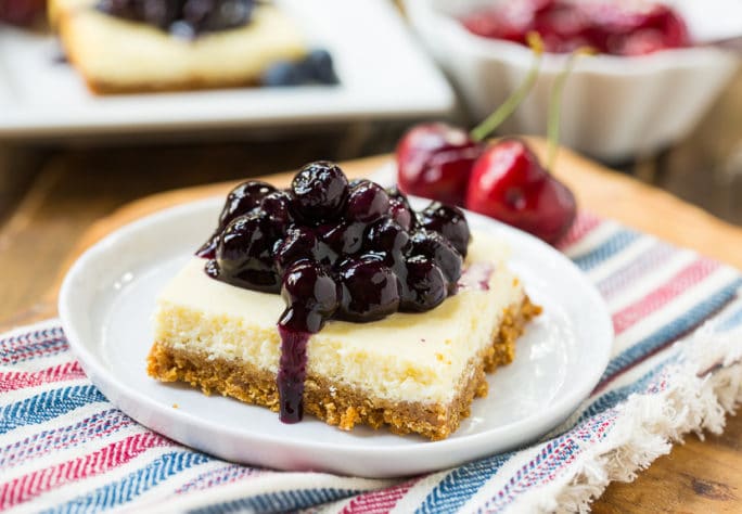Lightened-Up Cheesecake Bars with fruit toppings #SweetSwaps #SplendaSweeties