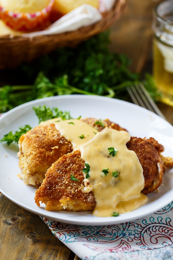 Cheesy Chicken Breasts with a crushed Ritz cracker coating.