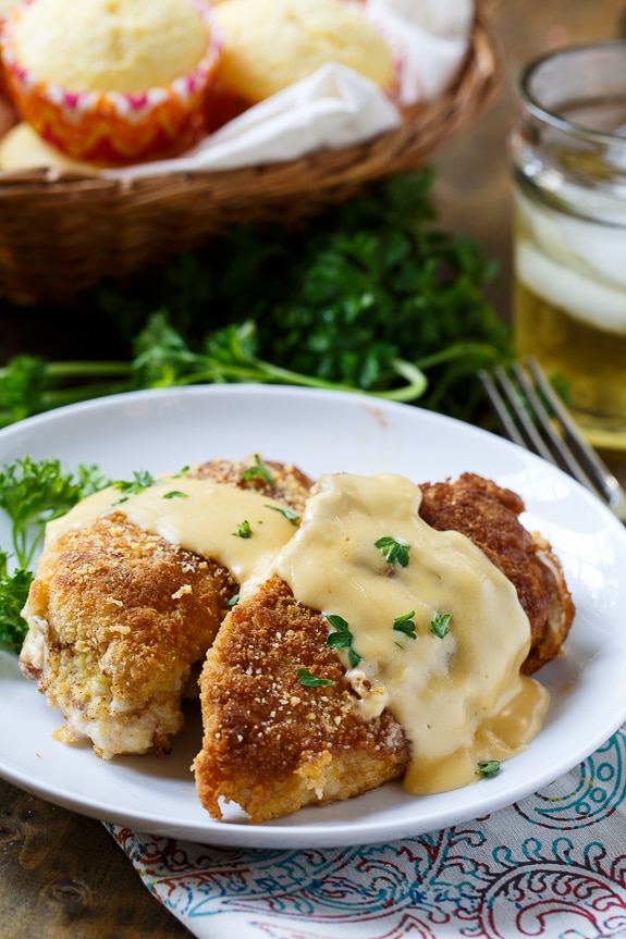Cheesy Chicken Breasts with a crushed Ritz cracker coating.