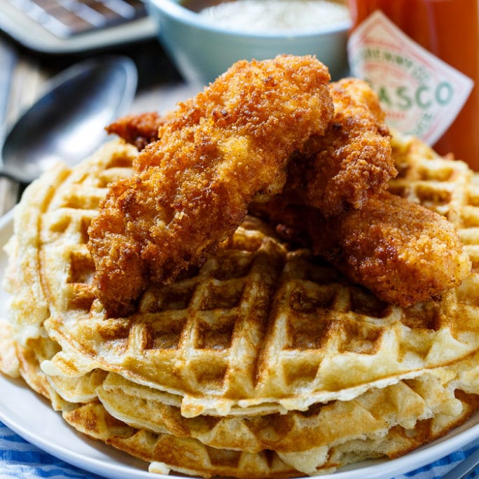 Chicken and Waffles with TABASCO Maple Syrup