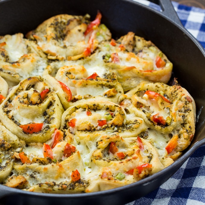 Chicken Pesto Pizza Rolls