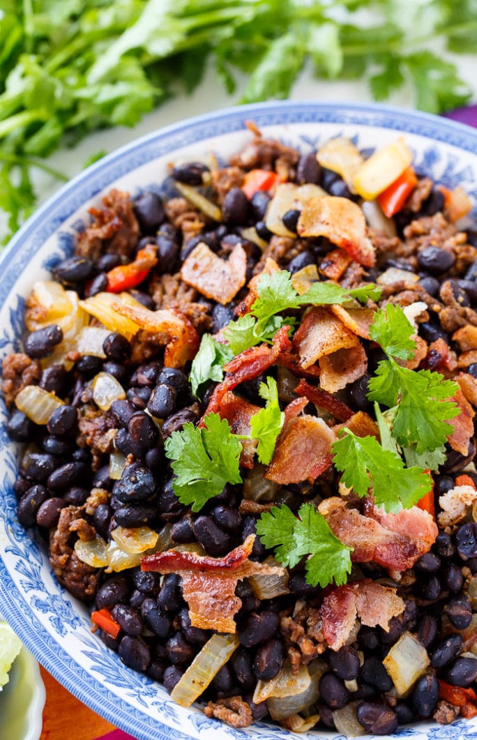 Chorizo Black Beans. Chorizo and bacon give these beans so much smoky flavor.