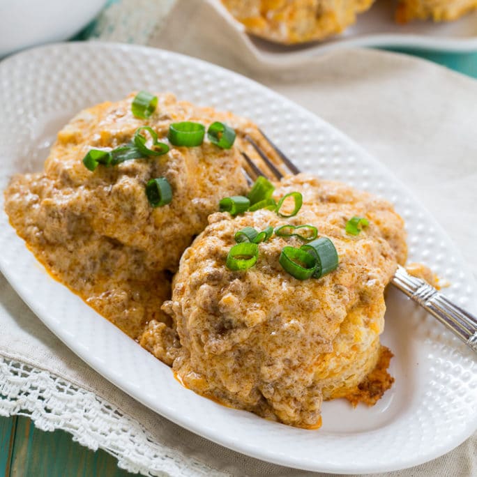 Sweet Potato Biscuits with Chorizo Sausage Gravy