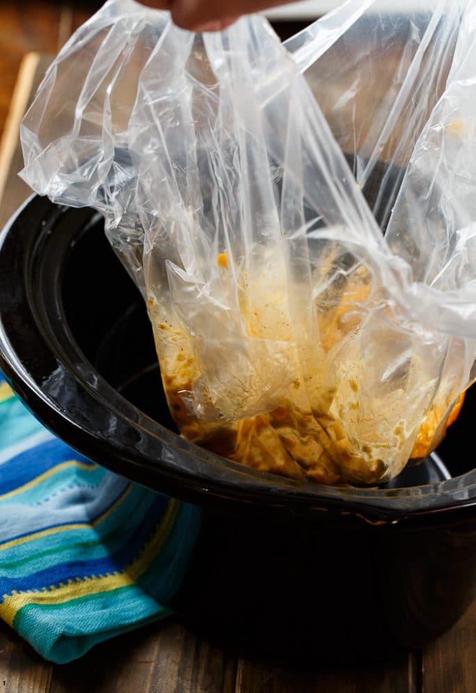 Slow Cooker Corn Dip with easy clean-up thanks to Reynolds Slow Cooker Liners.