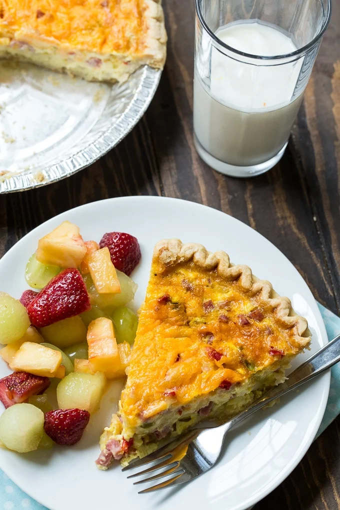 Denver Omelet Quiche with ham, bell pepper, and onion