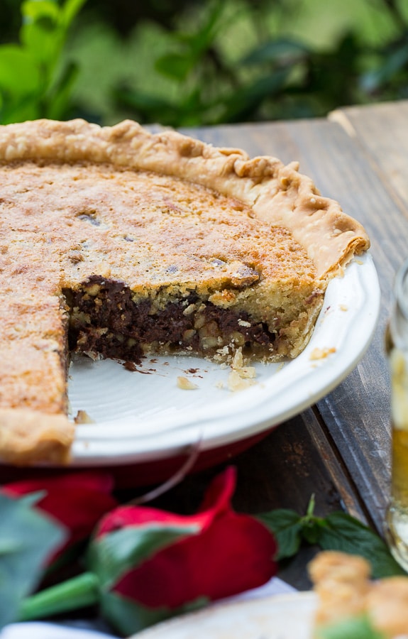 Kentucky Derby Pie has a gooey chocolate and walnut filling with a splash of bourbon.