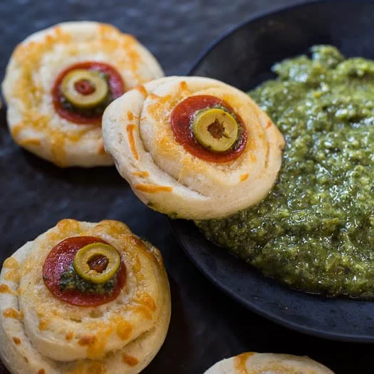 Monster Eyeball Pizzas