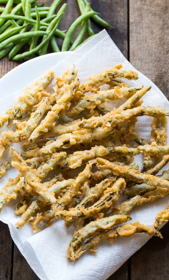 Fried Green Beans in a super flavorful and crispy batter.