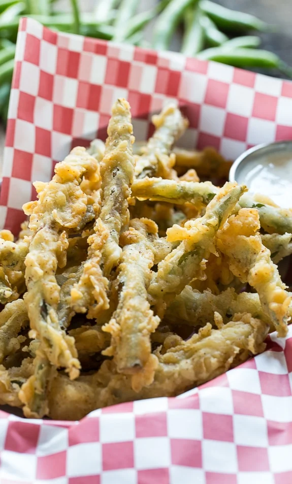 Fried Green Beans double dipped in a super flavorful batter.