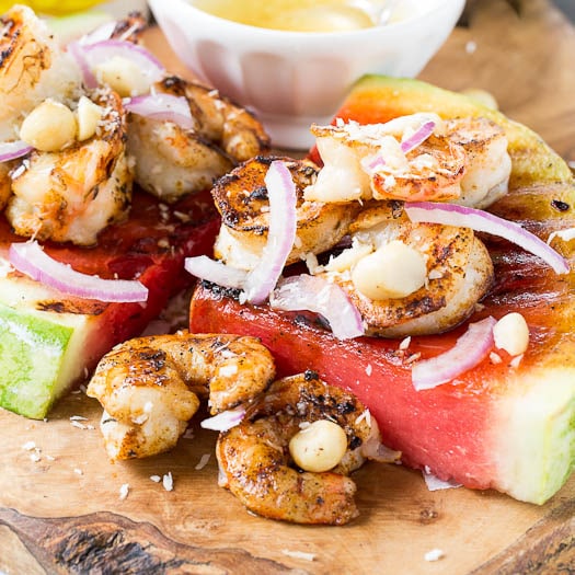 Grilled Watermelon with Tropical Shrimp