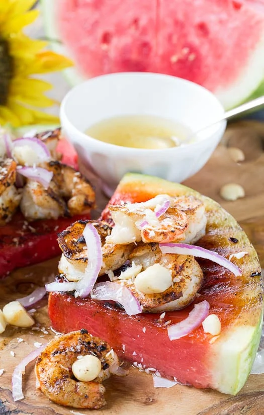 Grilled Watermelon with Tropical Shrimp