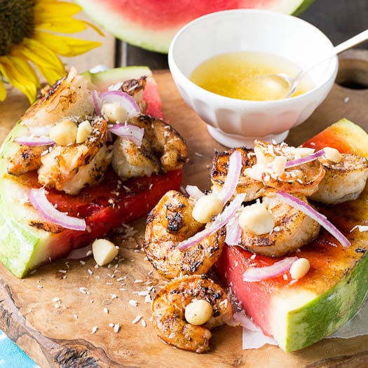 Grilled Watermelon with Tropical Shrimp
