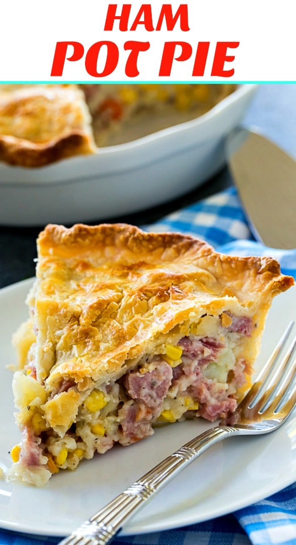 Ham Pot Pie baked in a deep dish pie pan