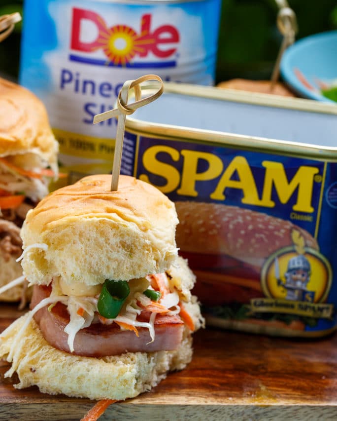 Hawaiian Spam Sliders with Tropical Slaw