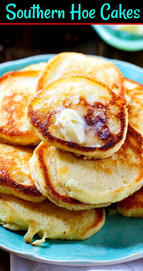 Stack of Hoe Cakes on a plate.
