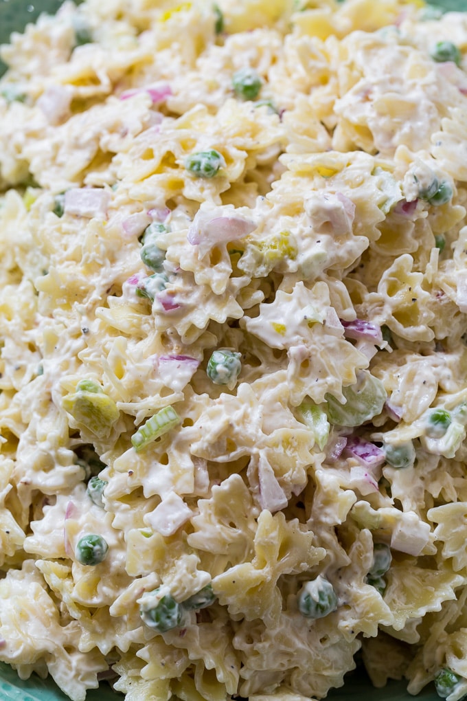 Spicy Horseradish Pasta Salad combines hroseradish and pepperoncini peppers to make a pasta salad with lots of zip.