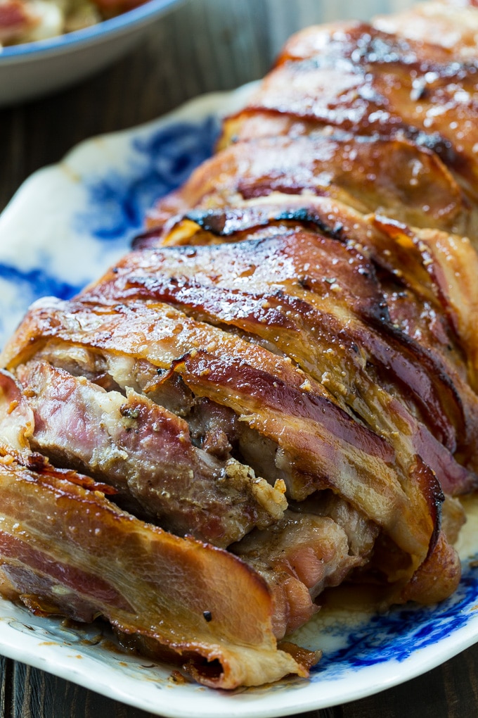 Bacon Wrapped Maple Glazed Pork Loin
