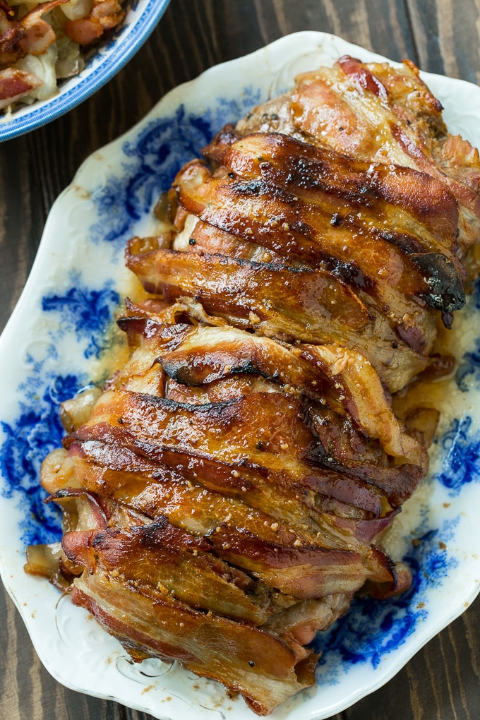 Maple Galzed Pork Loin wrapped in bacon