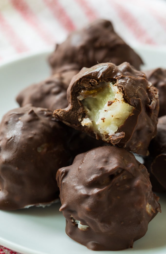 Old-fashioned Martha Washington Candy with coconut and pecans on a plate.