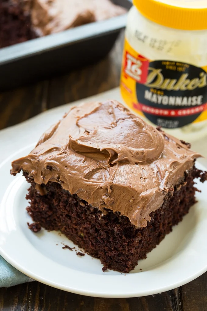 Chocolate Mayonnaise Sheet Cake with chocolate cream cheese frosting