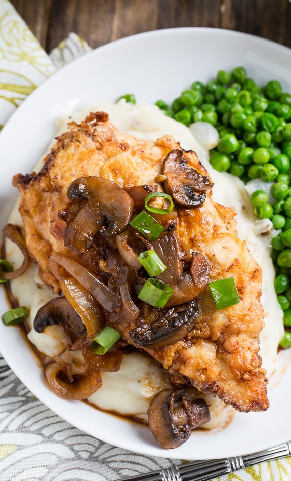 Southern Fried Chicken Breasts with Cremini Sweet Onion Gravy