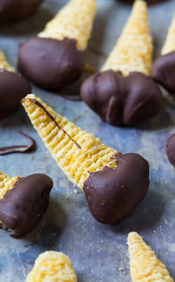 Chocolate Dipped Peanut Butter Bugles
