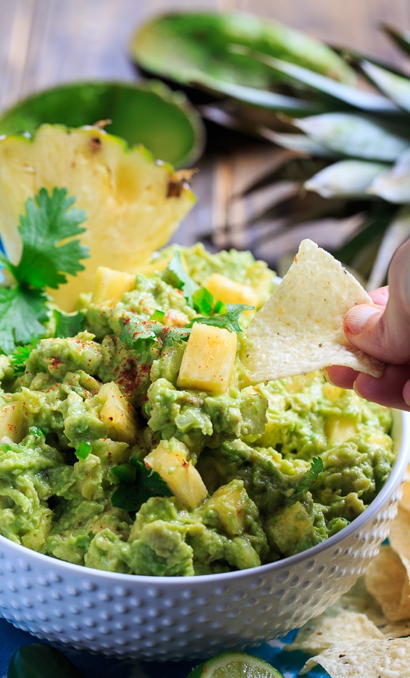 Spicy Pineapple Guacamole - creamy, sweet, and spicy!