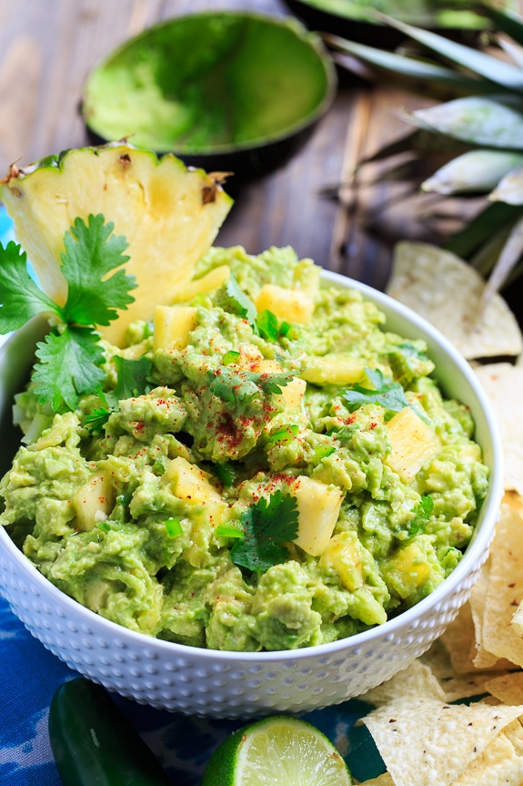 Spicy Pineapple Guacamole - creamy, sweet, and spicy!