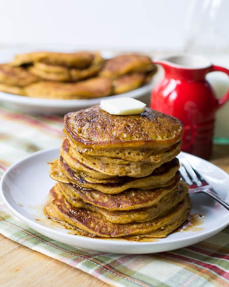Pumpkin Pancakes with Bourbon Vanilla Syrup