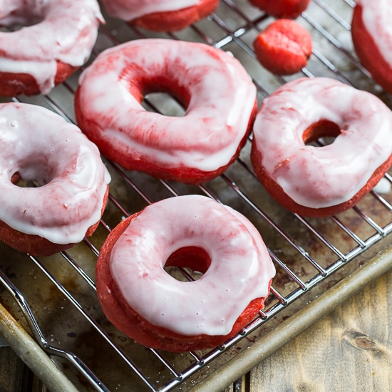 Red Velvet Donuts with Glaze