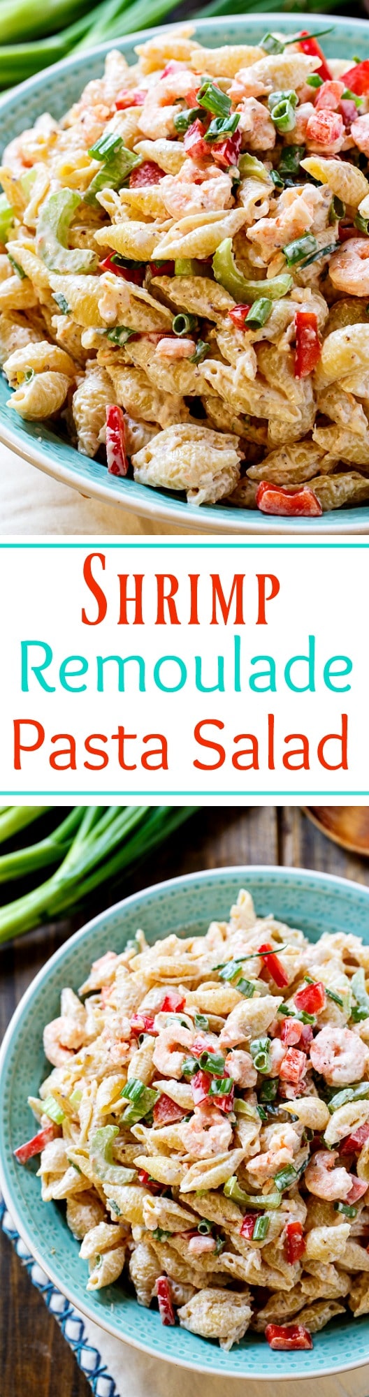 Shrimp Remoulade Pasta Salad- perfect for Mardi Gras!