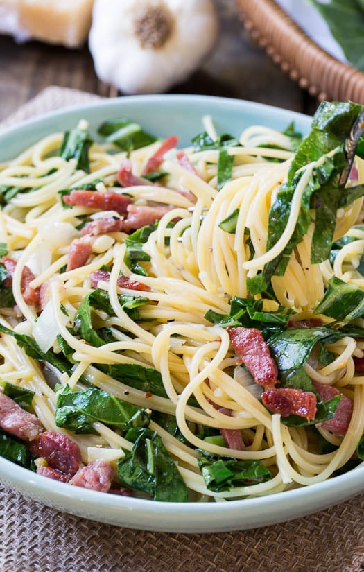 Southern Carbonara with Collard Greens and Country Ham