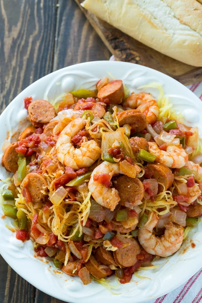 Spaghetti Squash Jambalaya- low carb