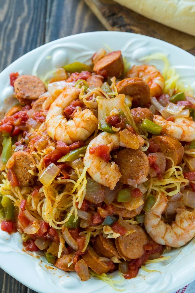 Spicy Spaghetti Squash Jambalaya