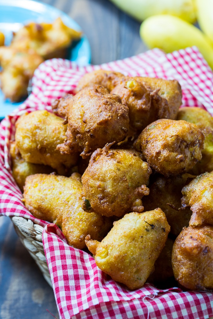 Squash Puppies made with yellow squash