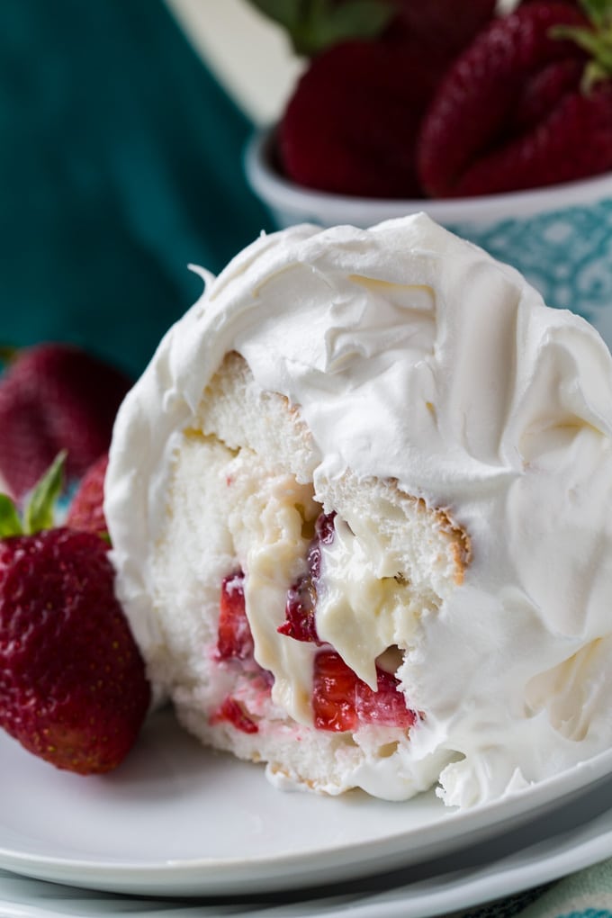Strawberry Filled Angel Food Cake