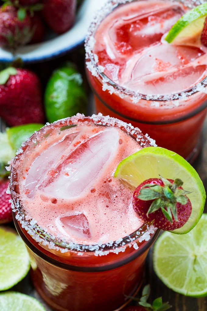 Fresh Strawberry Margaritas made from all natural ingredients