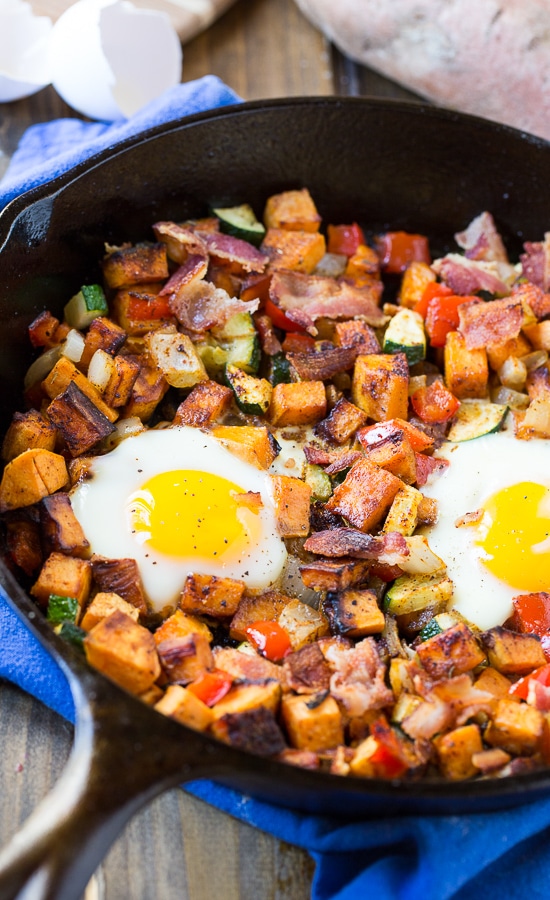 Sweet Potato Hash with Eggs and Bacon