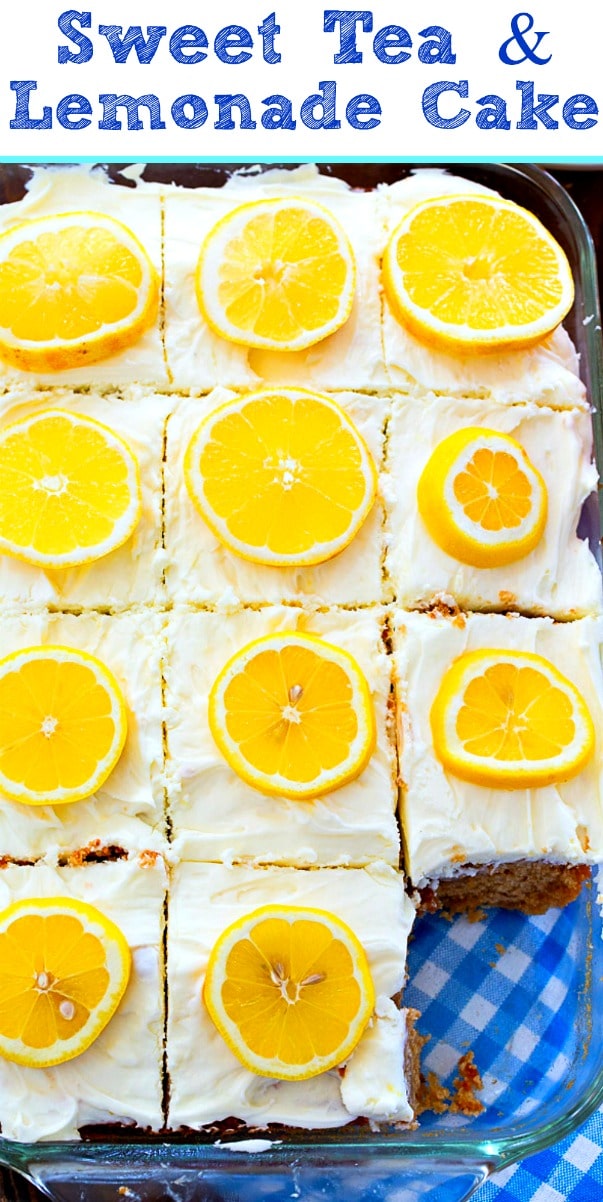 Sweet Tea and Lemonade Cake in cake pan
