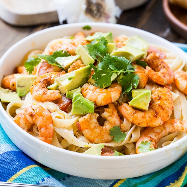 Avocado, Shrimp, and Tequila Fettuccine