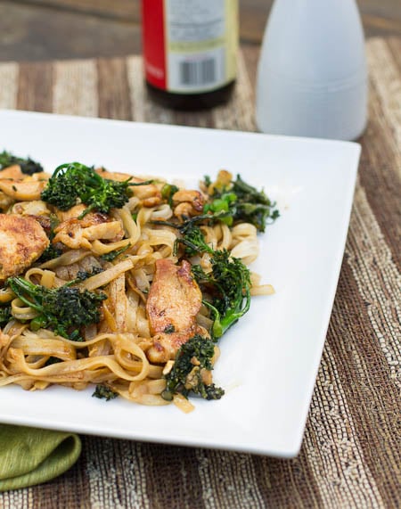 Thai Style Stir-Fried Noodles on a white serving platter.