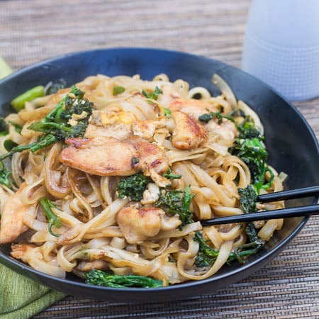 Thai-Style Stir-Fried Noodles with Chicken and Broccolini