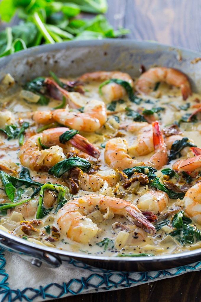Creamy Tuscan Shrimp in a creamy Parmesan sauce
